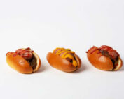 Mini hot dogs with caramelized onions